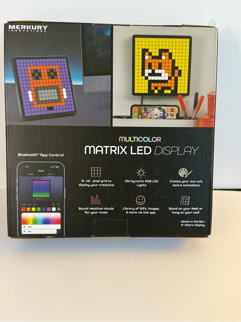 Merkury multicolor matrix LED display 16x16 Bluetooth pixel art light